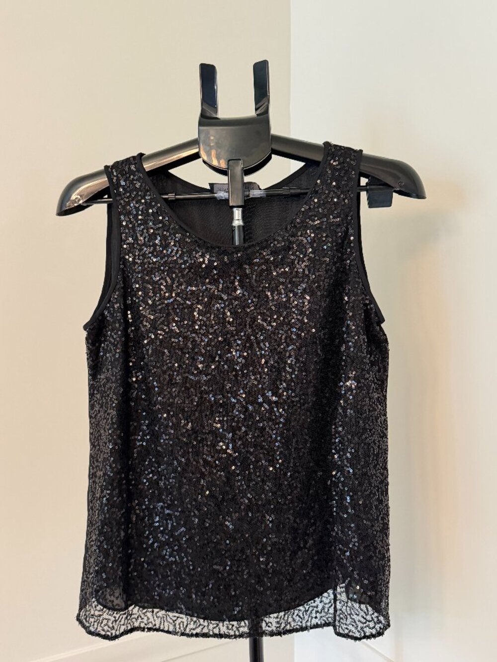Anne Klein Black Sequined Top Size 6P
